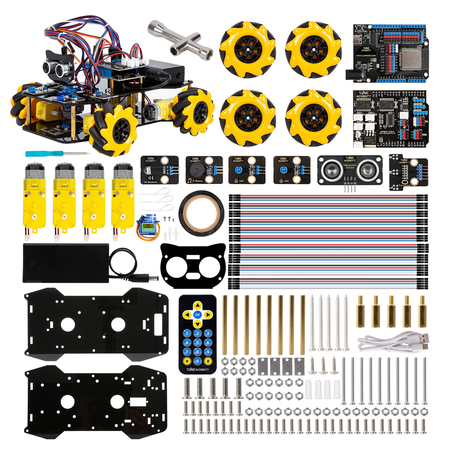 ESP32 Smart Car Starter Kit with 4WD Mecanum Wheel Off-road Car Muti-Direction