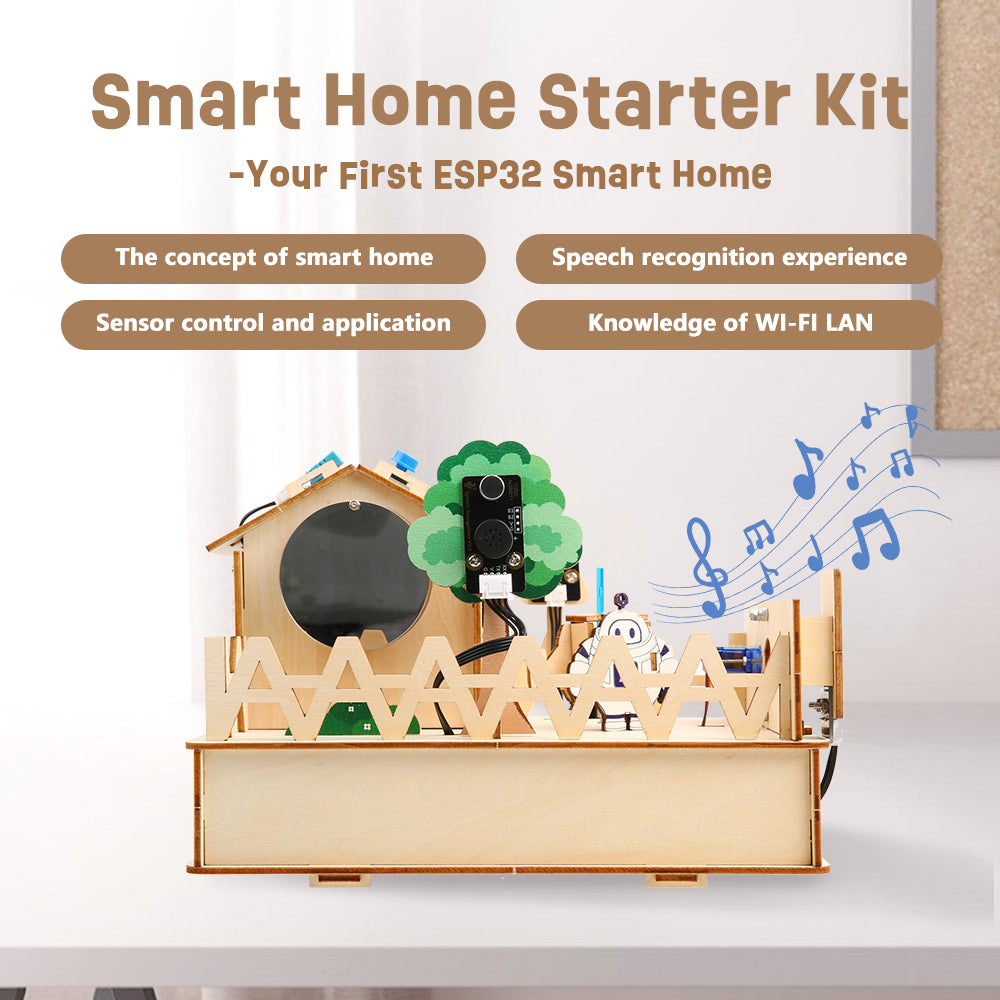 Easy-Plug ESP32 Smart Home Starter Kit Wooden House IoT Wifi APP (Luxury Version，Easy-Plug)