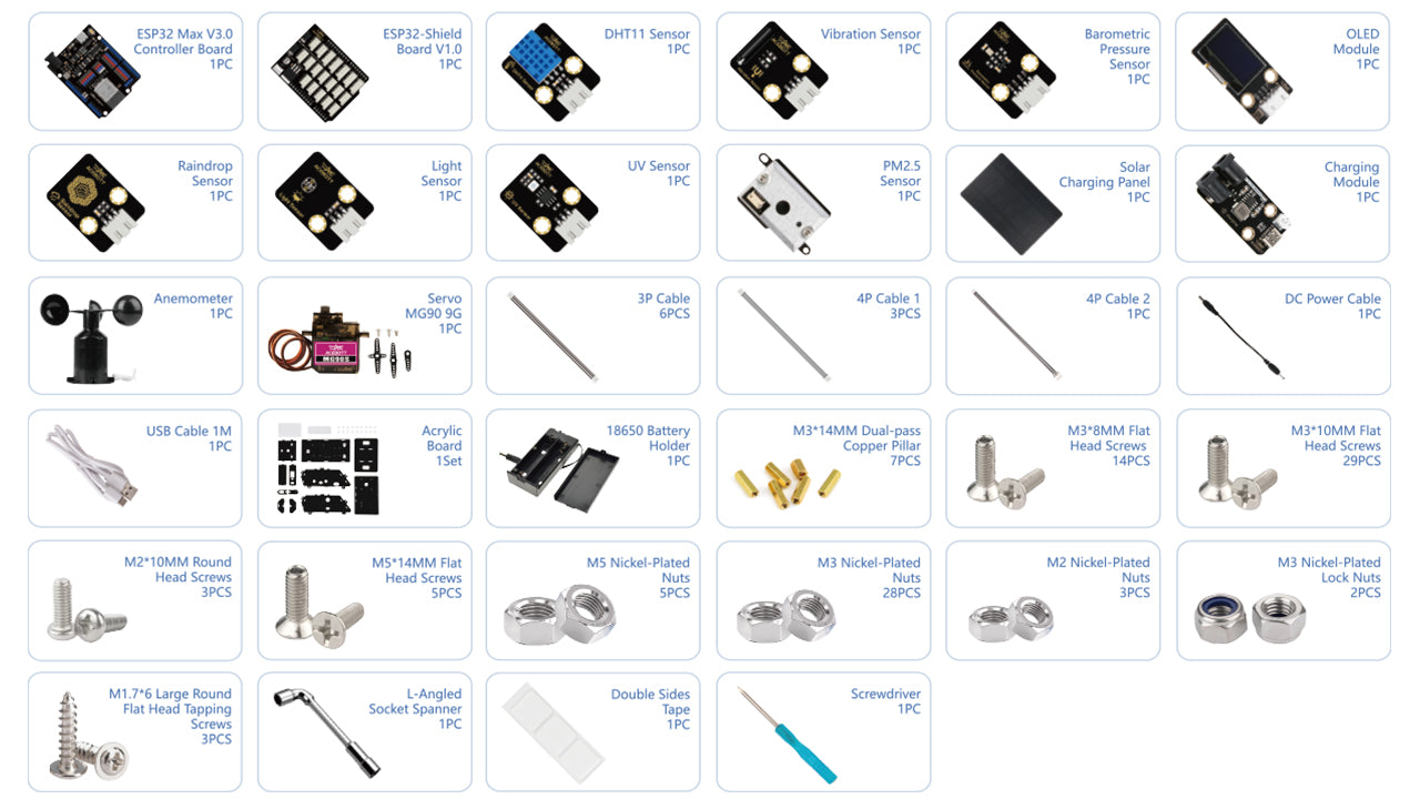 IOT Weather Station Starter Kit for ESP32（ IPX2 Waterproof）