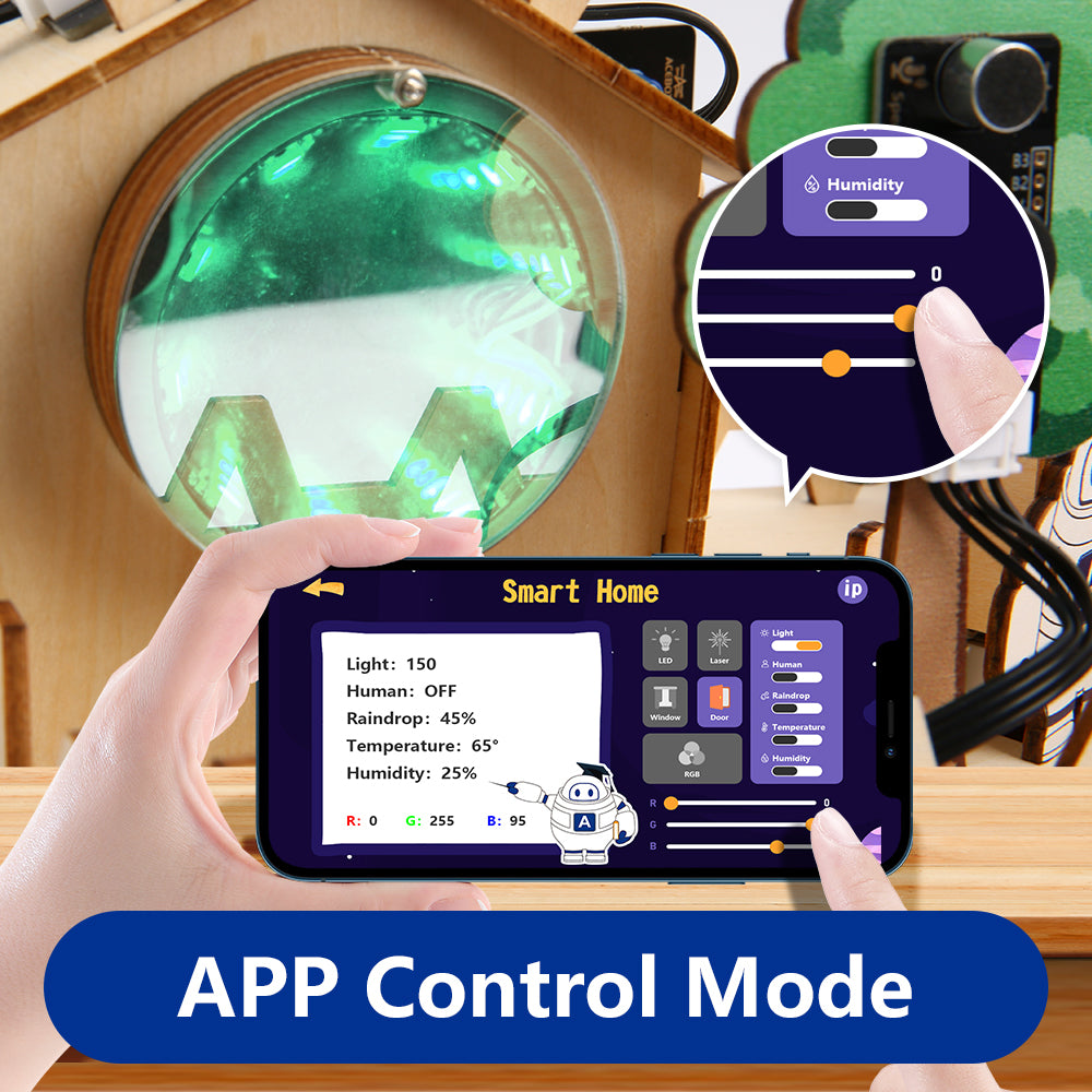 Easy-Plug ESP32 Smart Home Starter Kit Wooden House IoT Wifi APP (Luxury Version，Easy-Plug)